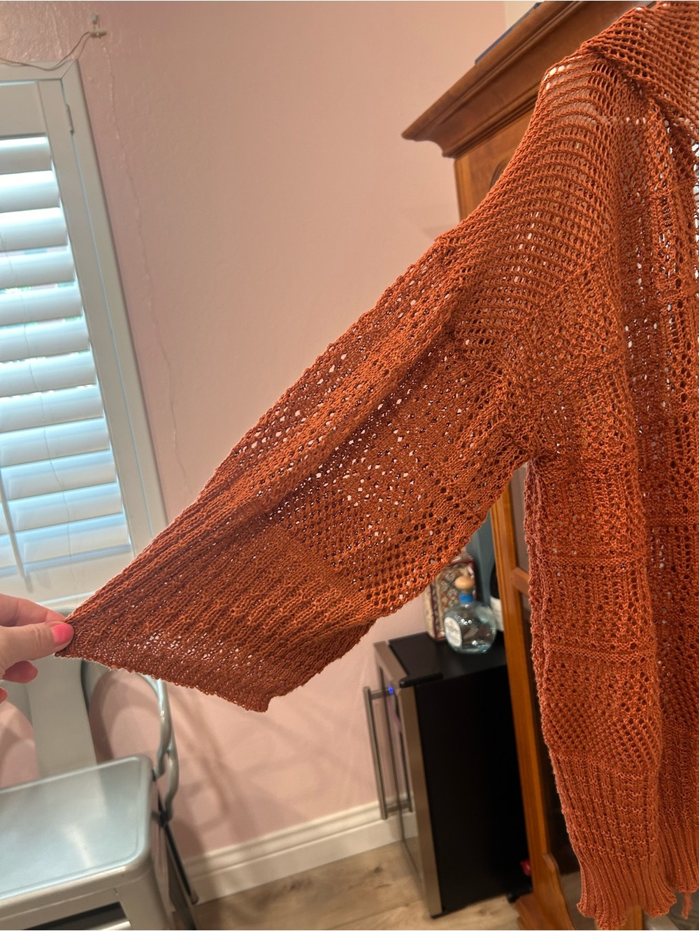 Open-Knit Rust Orange Cardigan - Picture 3 of 3